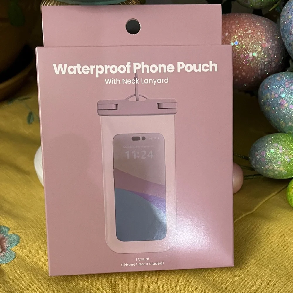 Waterproof Phone Pouch with Neck Lanyard - Pink